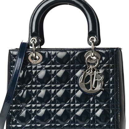 Christian Dior Patent Cannage Medium Lady Dior Navy Blue 7 of 14