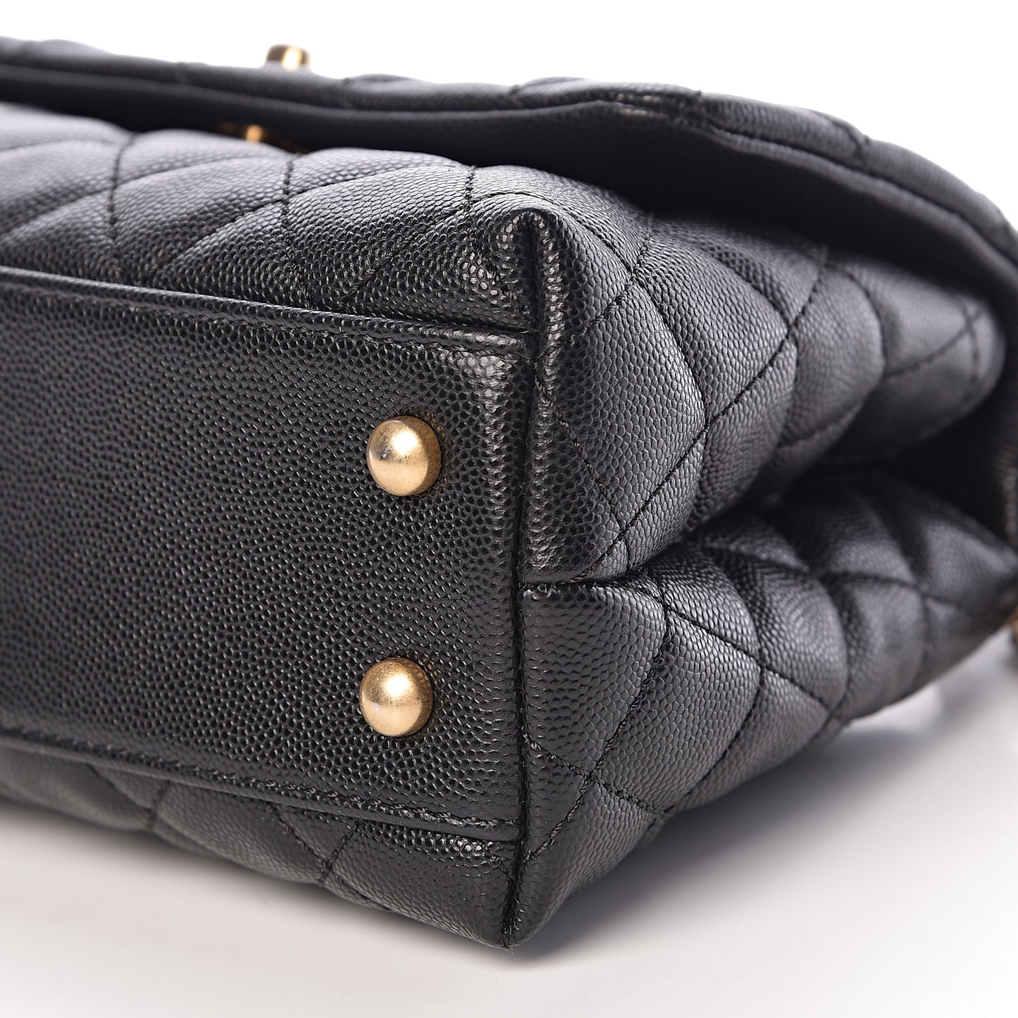 Caviar Quilted Mini Coco Handle Flap Black