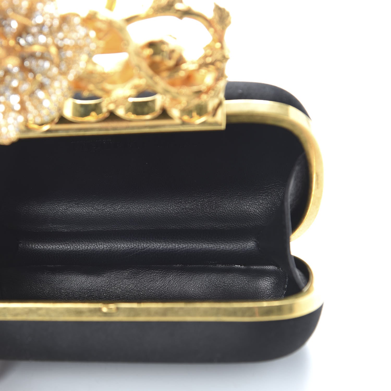 Alexander McQueen Satin Floral Knuckle Duster Box Clutch Black 5 of 8