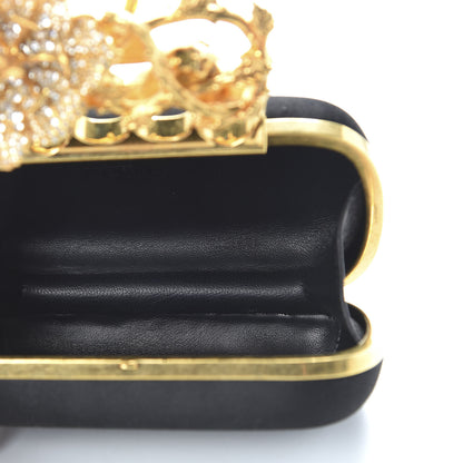 Alexander McQueen Satin Floral Knuckle Duster Box Clutch Black 5 of 8