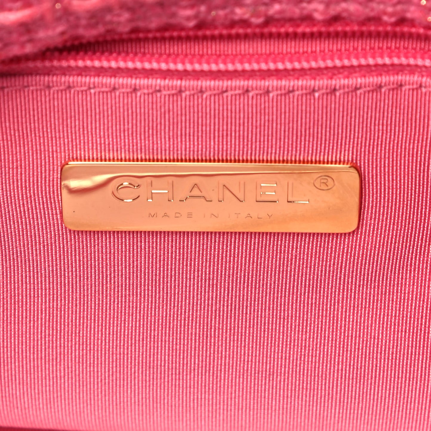 Metallic Tweed Quilted Medium Chanel 19 Flap Pink