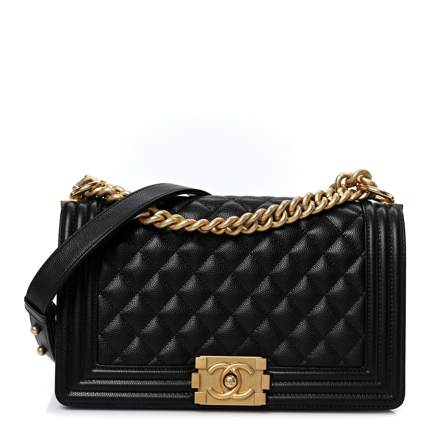 Caviar Quilted Medium Boy Flap Black
