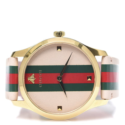 Gucci Stainless Steel Calfskin 38mm G-Timeless Stripe Web Quartz Watch Pink 3 of 6