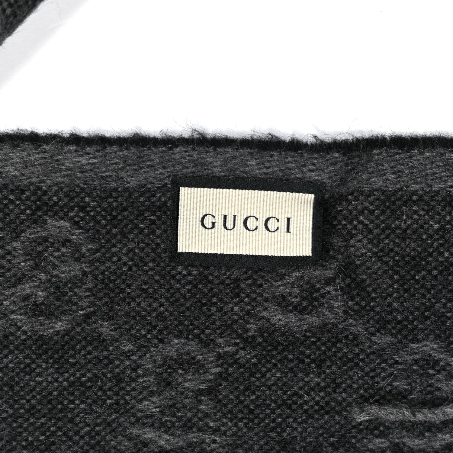 Gucci Wool Angora Monogram Web New Nikky Scarf Lead Dark Green 3 of 4