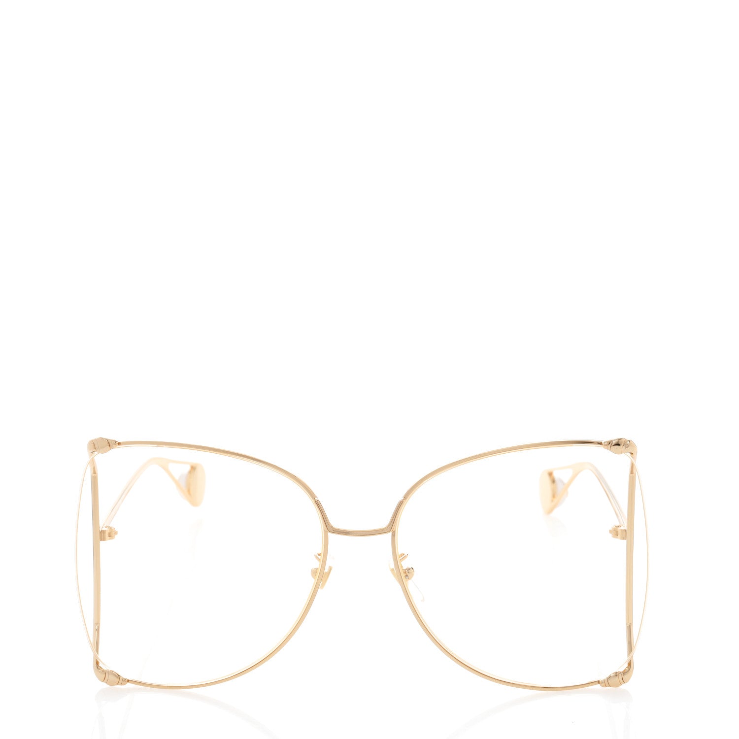 Gucci Metal Oversized Round Sunglasses GG0252S Gold 2 of 8