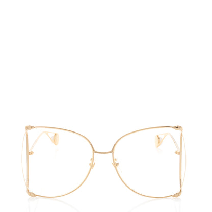 Gucci Metal Oversized Round Sunglasses GG0252S Gold 2 of 8