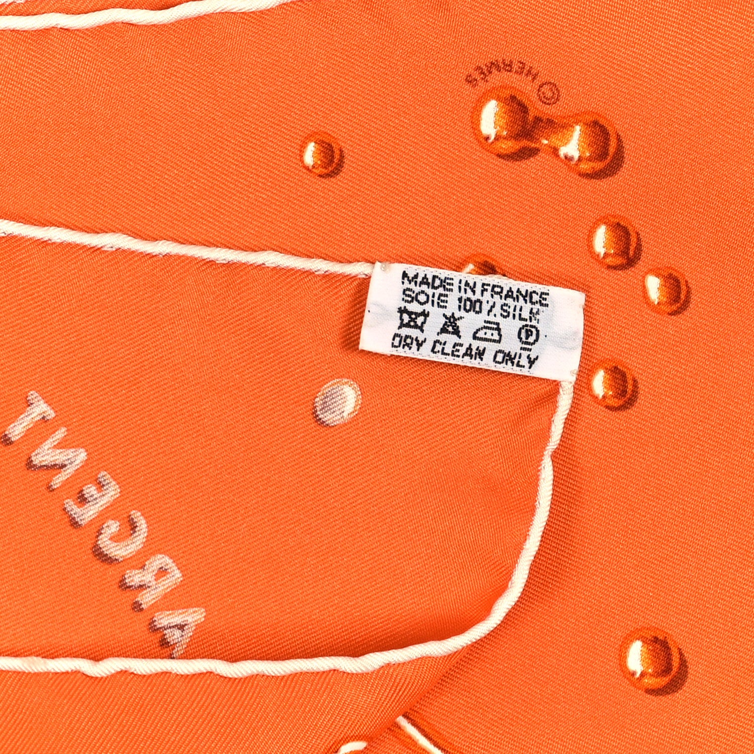 Hermes Silk Vif Argent Pocket Square Scarf Orange 3 of 3