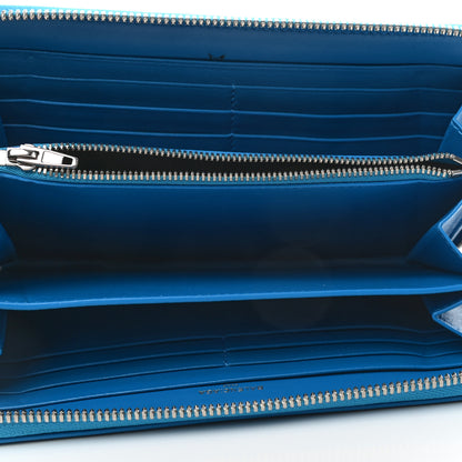 Balenciaga Striped Calfskin Essential Continental Zip Around Wallet Blue 5 of 7