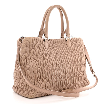 Miu Miu Nappa Matelasse Swarovski Crystal Tote Cammeo 3 of 14