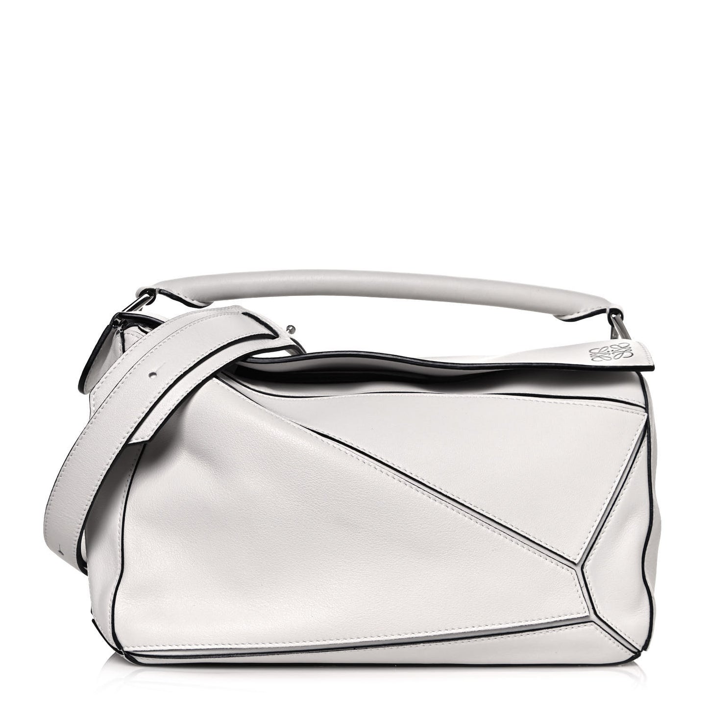Calfskin Medium Puzzle Bag White