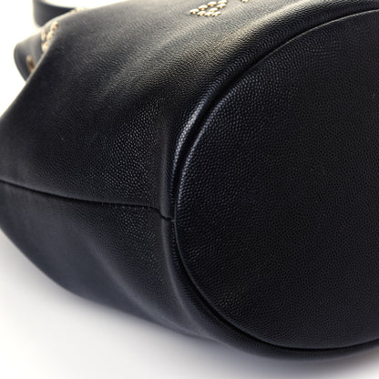Chanel Caviar Deauville Drawstring Bucket Bag Black 8 of 12