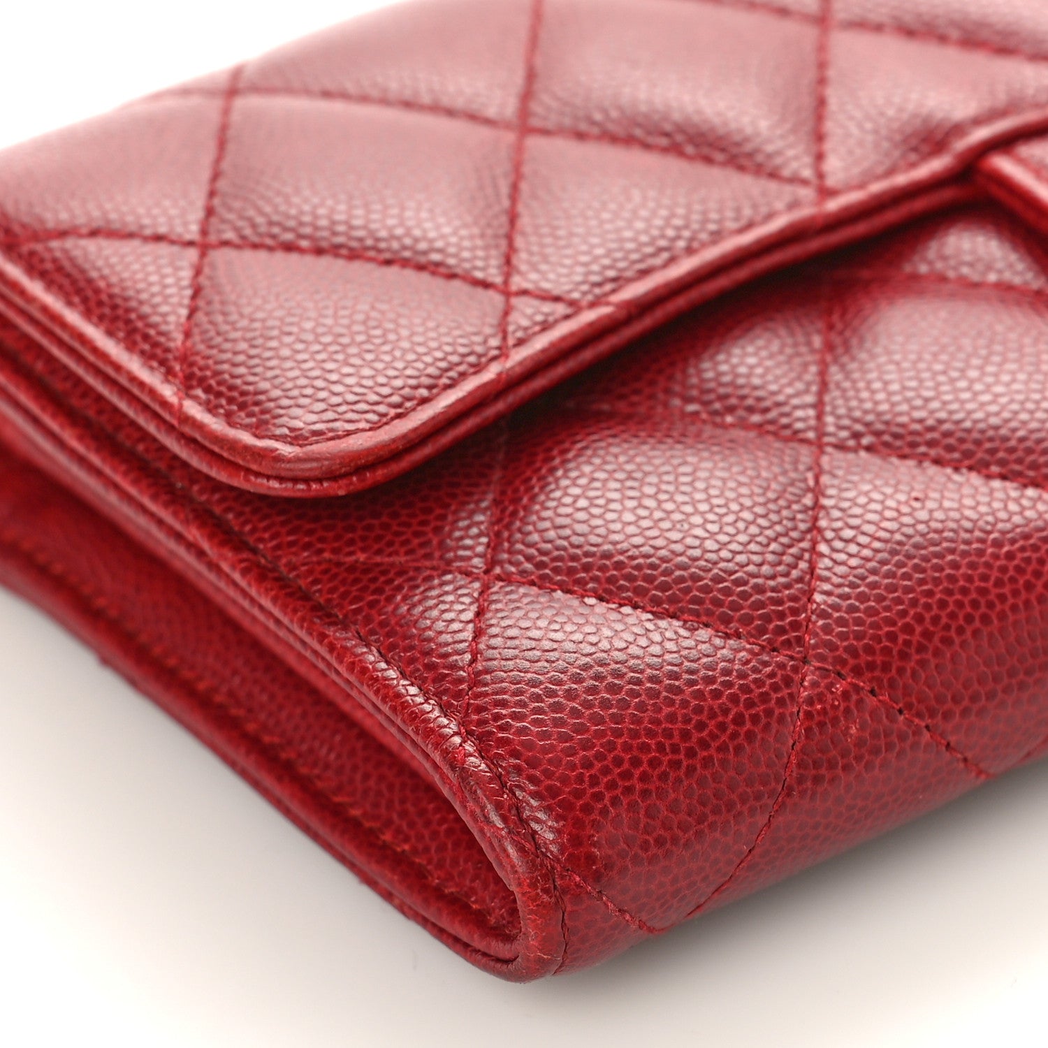 Chanel Caviar Quilted Large Gusset Flap Wallet Dark Red 9 of 11
