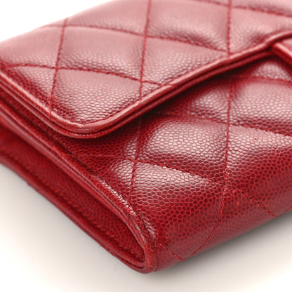 Chanel Caviar Quilted Large Gusset Flap Wallet Dark Red 9 of 11