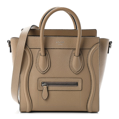 Celine Drummed Calfskin Nano Luggage Dune 1 of 9