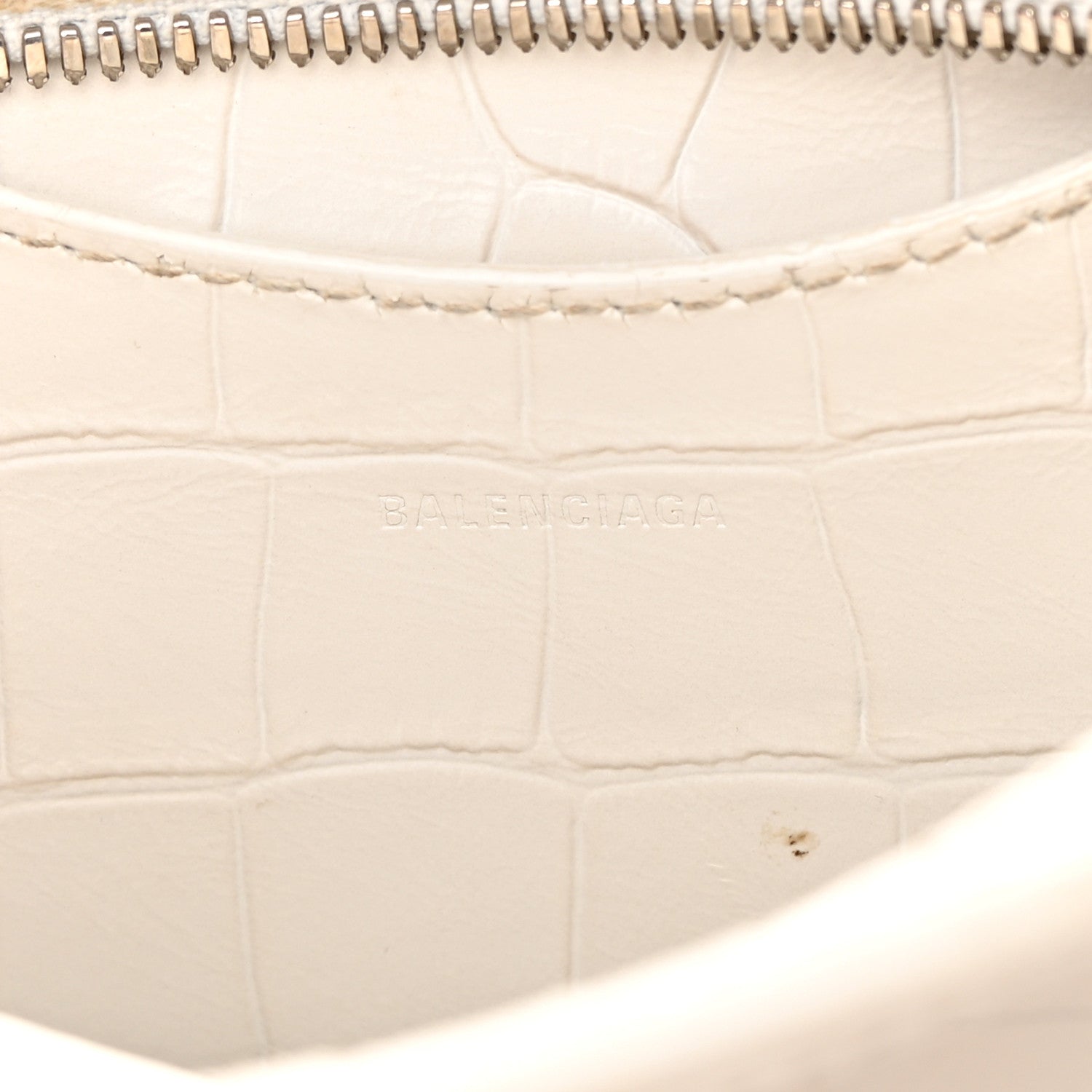 Balenciaga Extra Supple Calfskin Crocodile Embossed Neo Classic Silver Hardware Mini City White 6 of 17