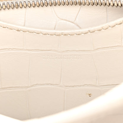 Balenciaga Extra Supple Calfskin Crocodile Embossed Neo Classic Silver Hardware Mini City White 6 of 17
