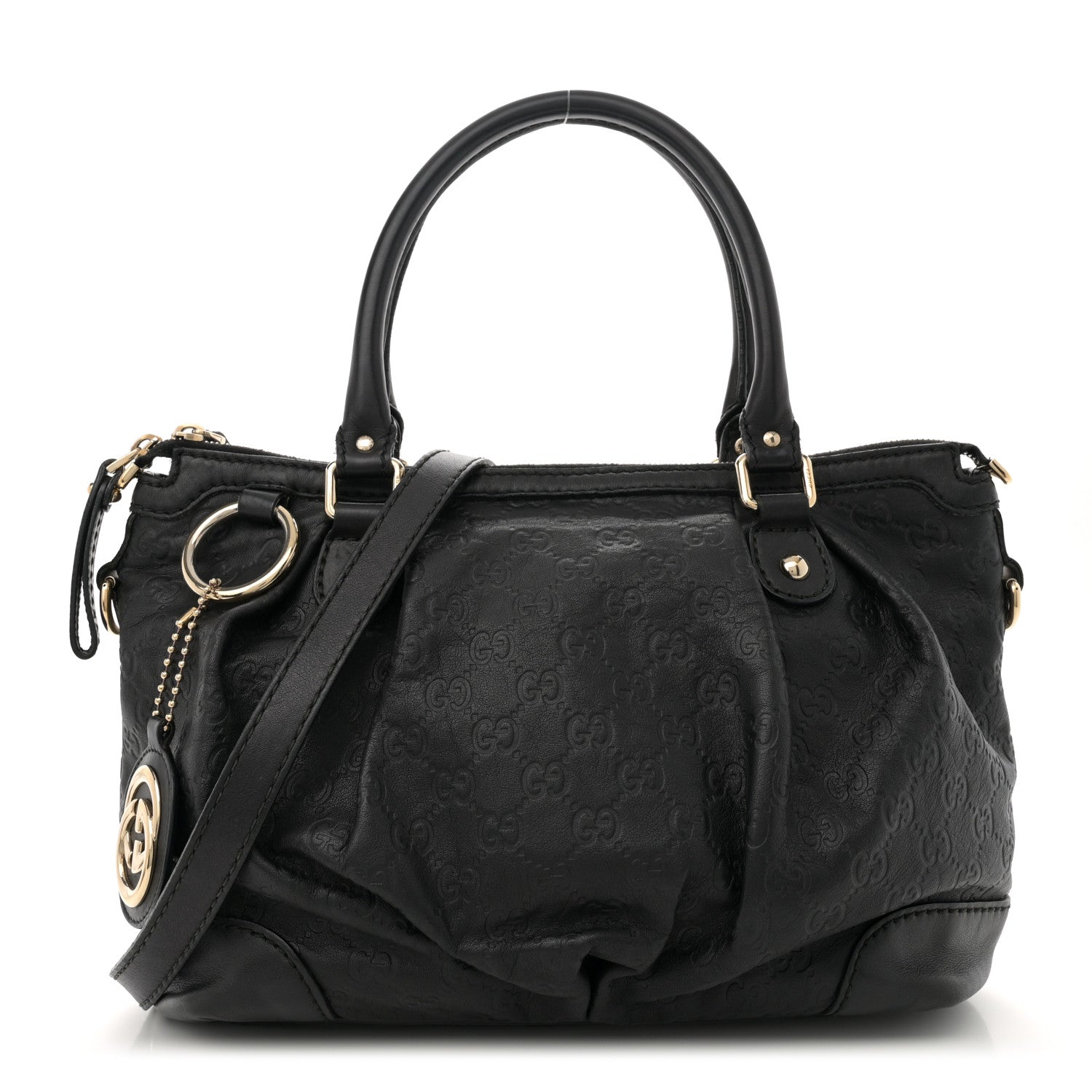 Gucci Guccissima Medium Sukey Top Handle Bag Black 1 of 12