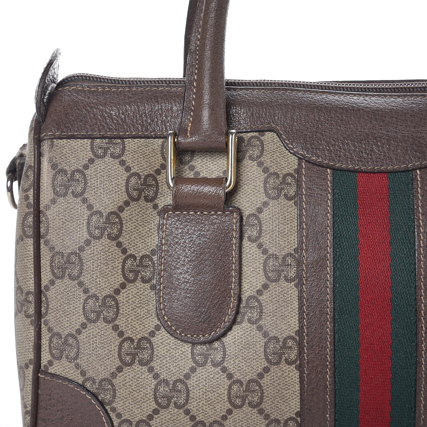 Gucci GG Plus Monogram Vintage Web Small Boston Dark Brown 16 of 25