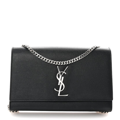 Saint Laurent Grain De Poudre Medium Classic Monogram Kate Satchel Black 1 of 9