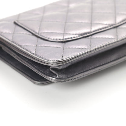 Chanel Metallic Aged Calfskin Quilted Reissue Wallet On Chain WOC Dark Silver 13 of 17