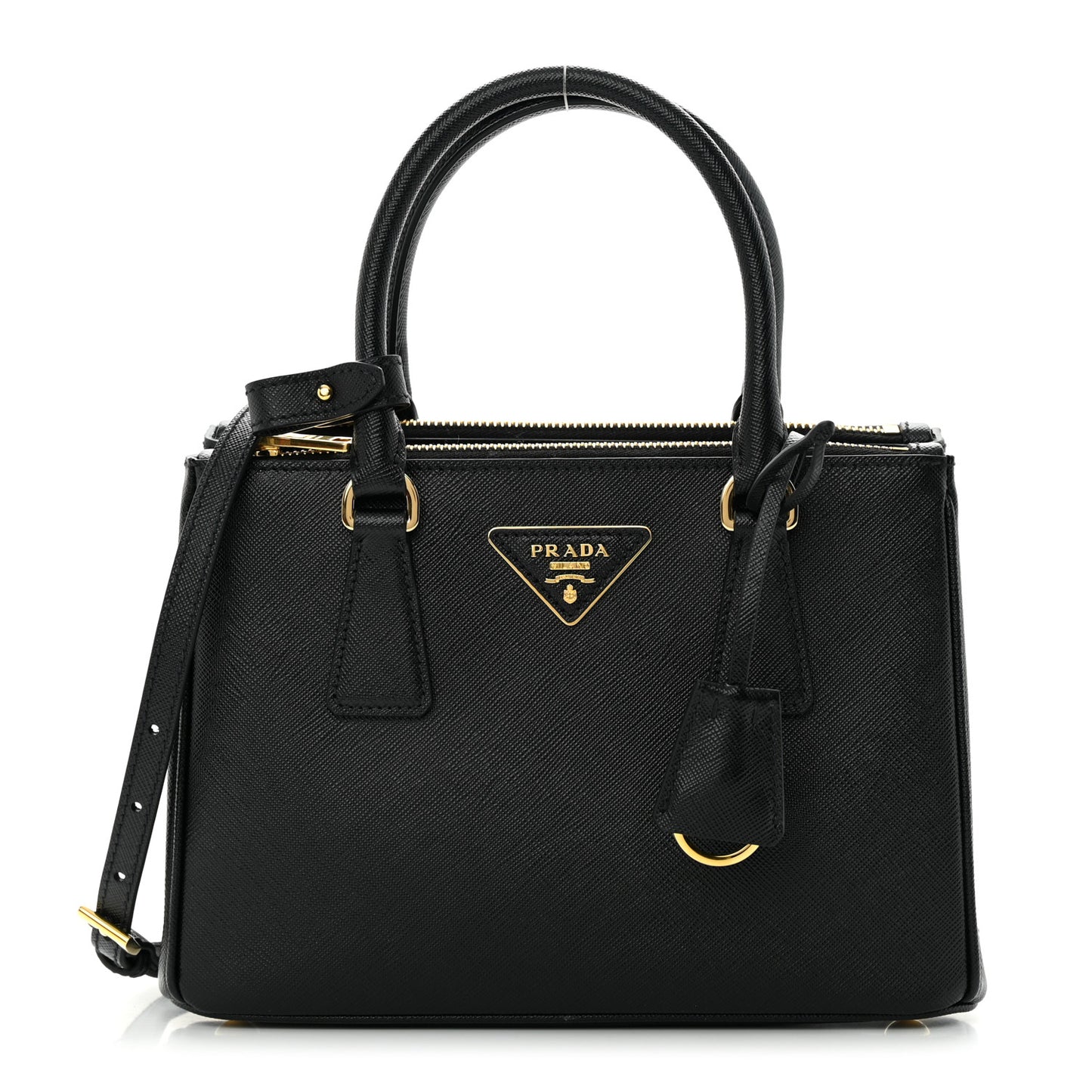 Saffiano Small Galleria Double Zip Tote Black