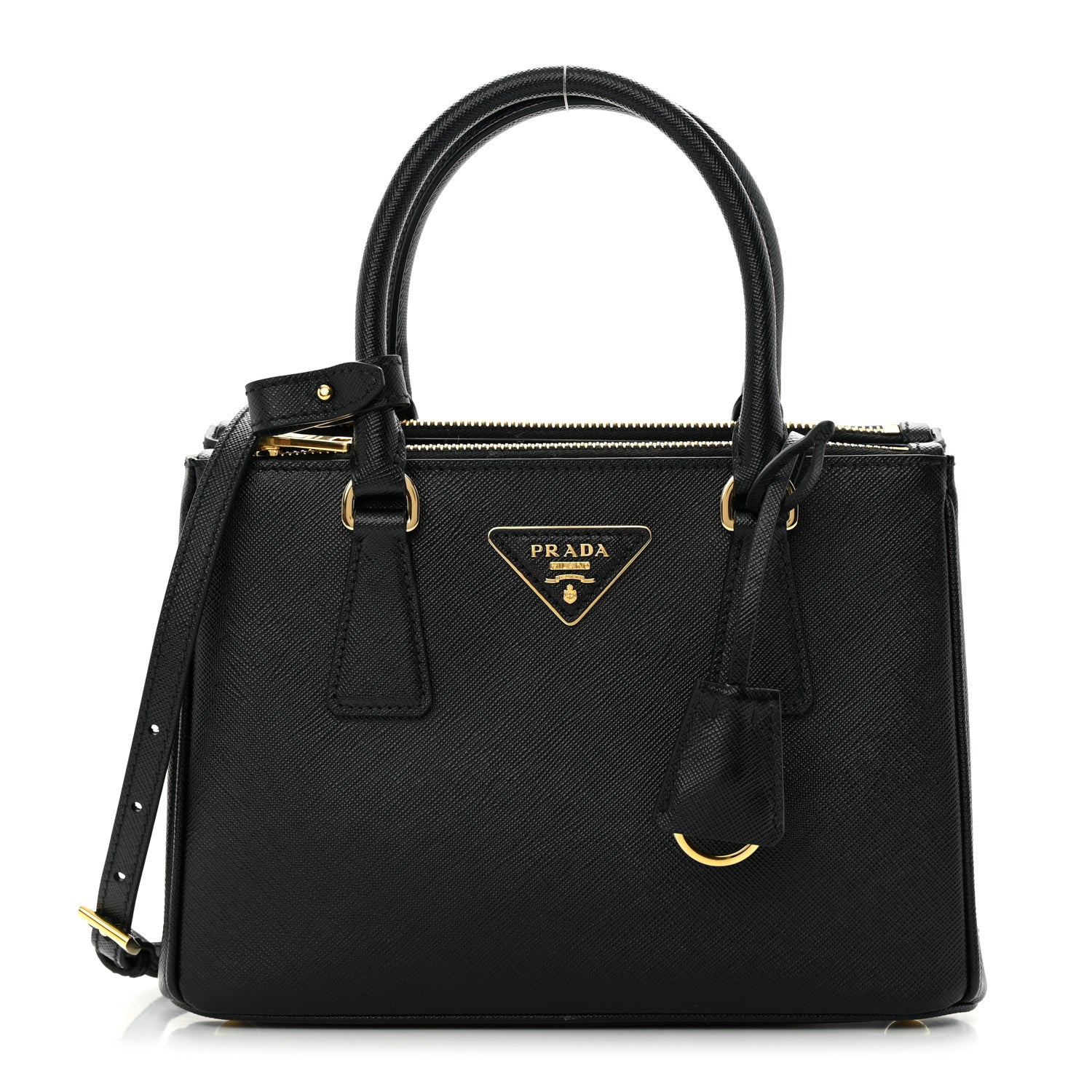 Prada Saffiano Small Galleria Double Zip Tote Black 1 of 16