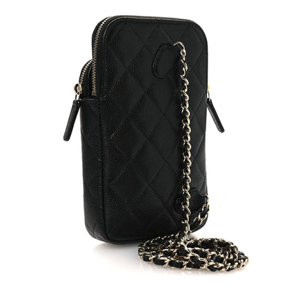 Chanel Caviar Quilted Phone Holder With Chain Black 2 of 9
