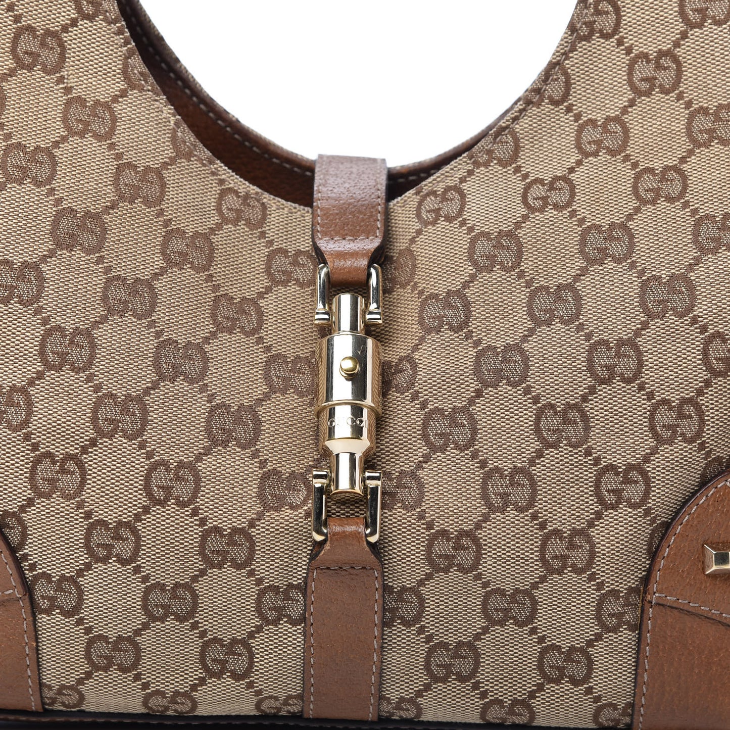 Monogram Calfskin Large Bardot Shoulder Bag Brown