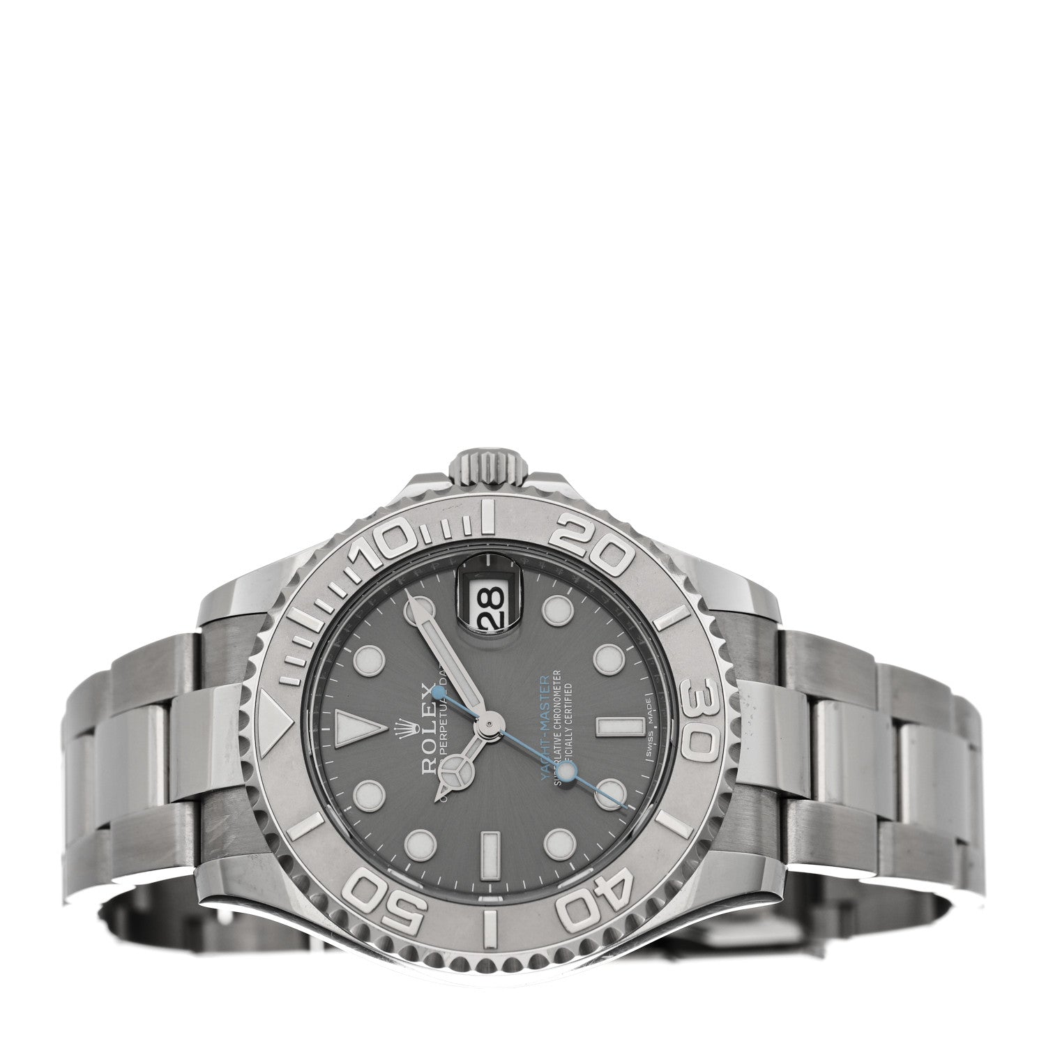 Rolex Stainless Steel Platinum 37mm Oyster Perpetual Date Yacht-Master Watch Slate 268622 2 of 5