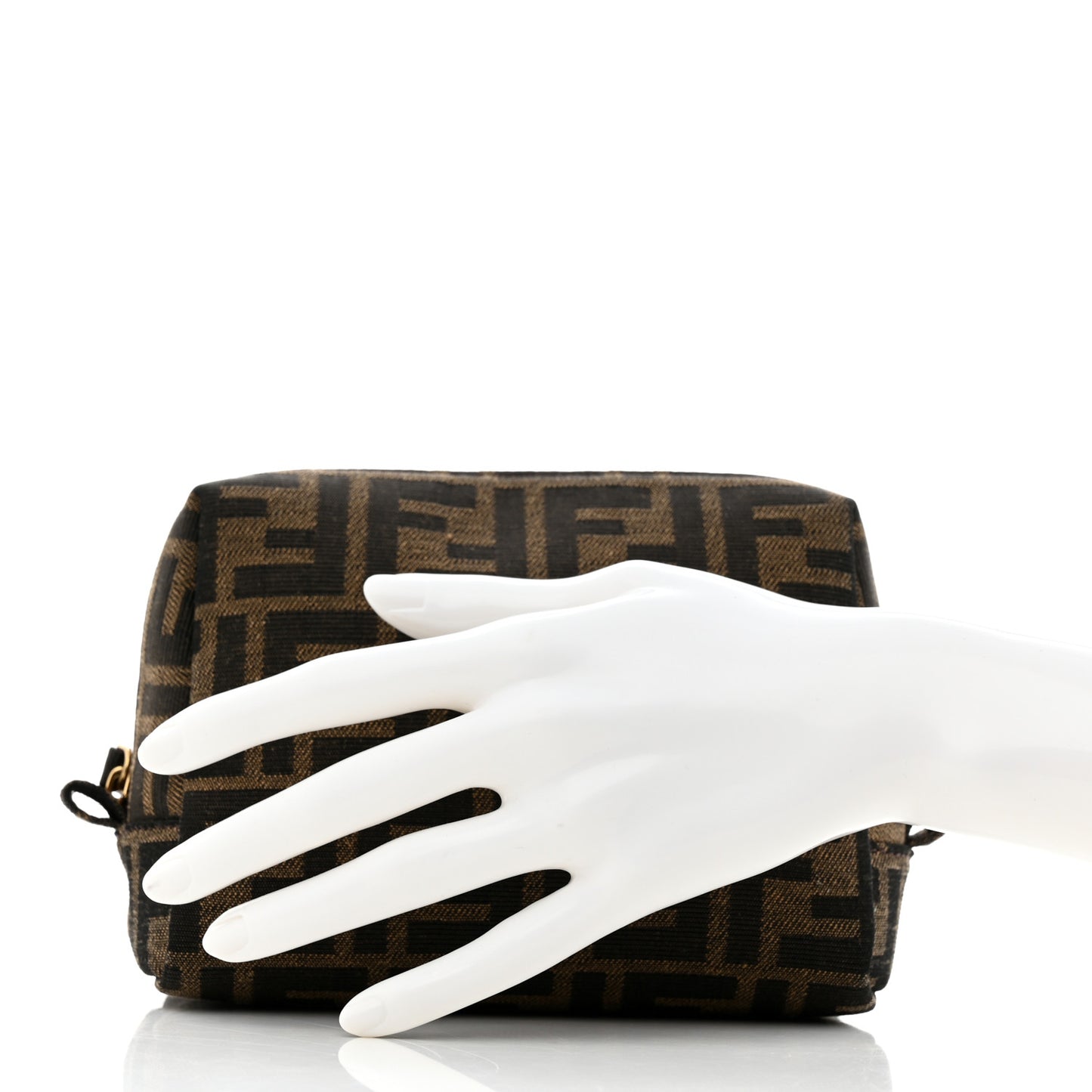 Fabric Jacquard FF 1974 Small Trapezoid Beauty Pouch Tobacco Moro Black