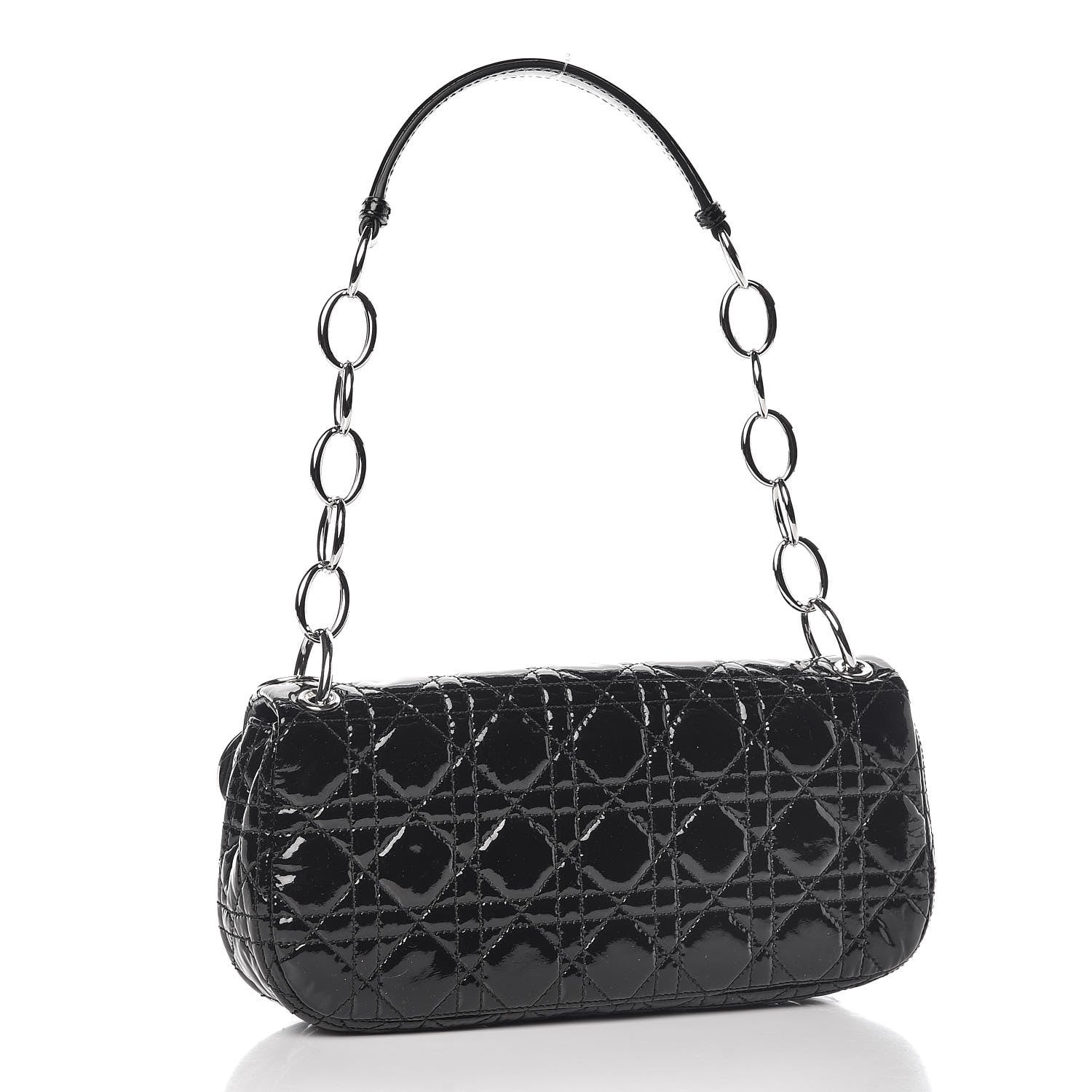 Christian Dior Patent Cannage Rendezvous Shoulder Bag Black 3 of 10