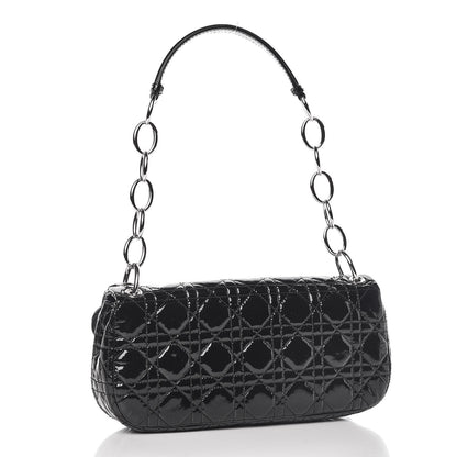Christian Dior Patent Cannage Rendezvous Shoulder Bag Black 3 of 10
