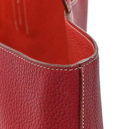 Hermes Taurillon Clemence Double Sens 45 Reversible Tote Rubis Bougainvillea 24 of 25