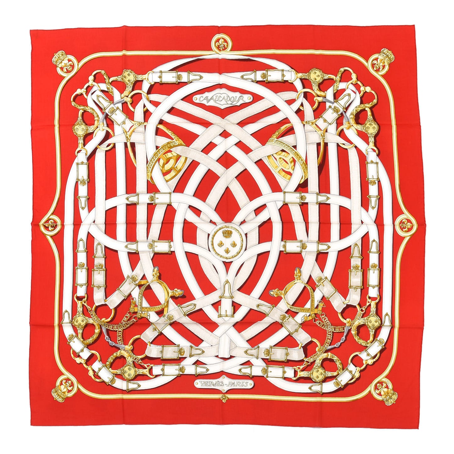 Cashmere Silk Cavalcadour Shawl 140 Rouge White Or