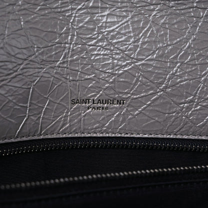 Saint Laurent Crinkled Calfskin Matelasse Monogram Large Niki Chain Satchel Fog 9 of 11