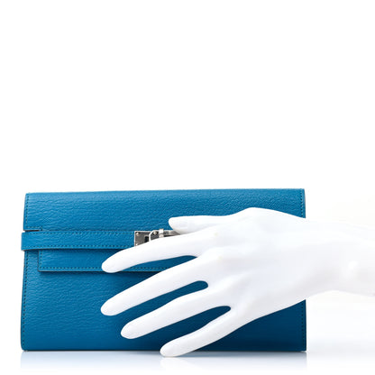 Hermes Chevre Mysore Kelly Longue Wallet Bleu Zanzibar 2 of 7
