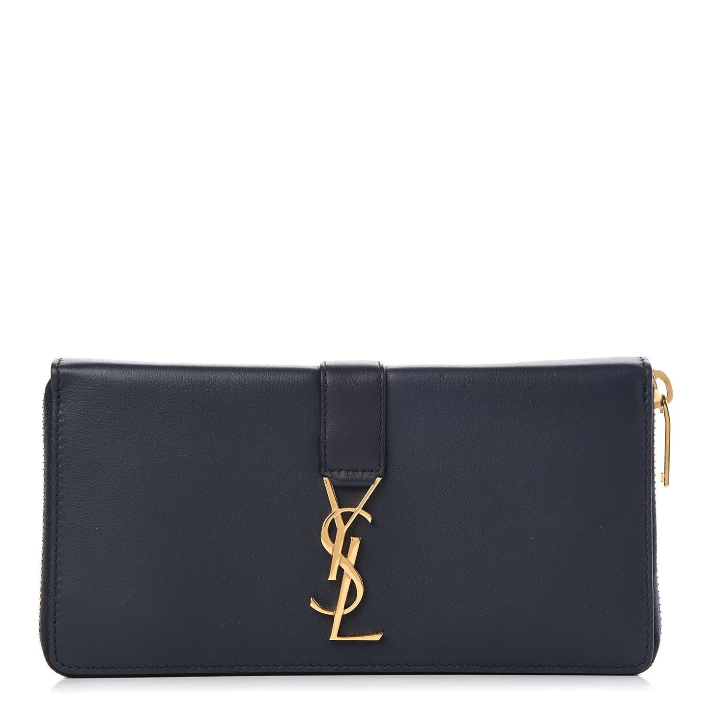 Calfskin Monogram Zip Around Wallet Deep Marine