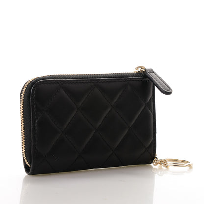 Chanel Lambskin Quilted Key Holder Case Black 3 of 7