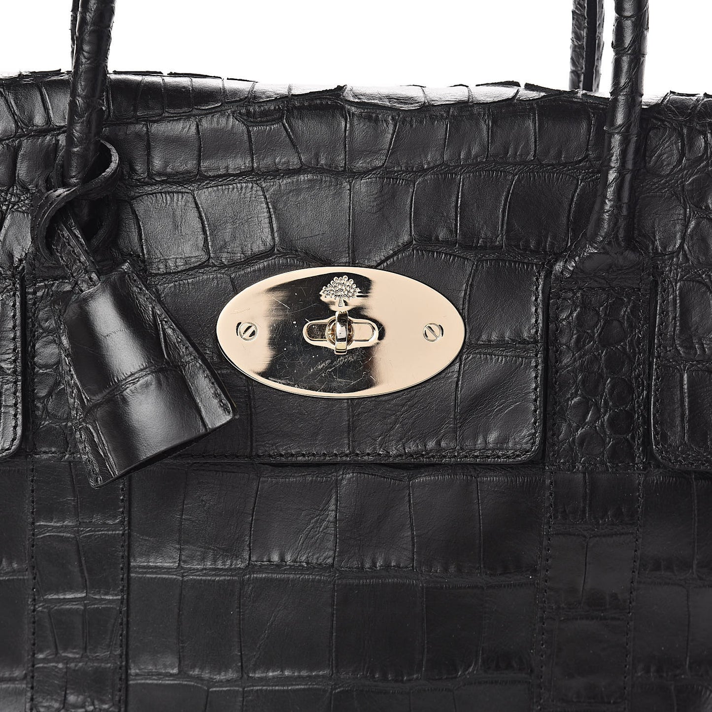 Calfskin Crocodile Embossed Bayswater Black