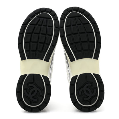 Chanel Fabric Laminated Calfskin Stretch CC Sneakers 39 White Silver 11 of 20