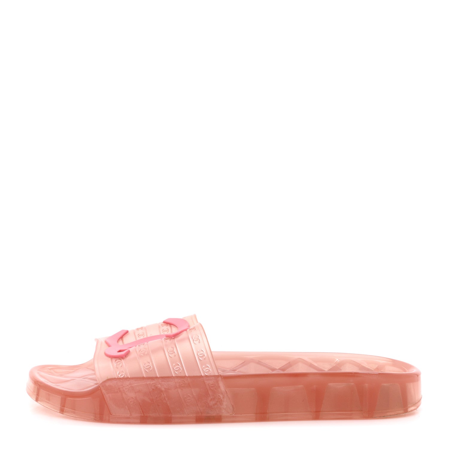 Chanel PVC Transparent CC Flat Slide Sandals 39 Pink 1 of 8