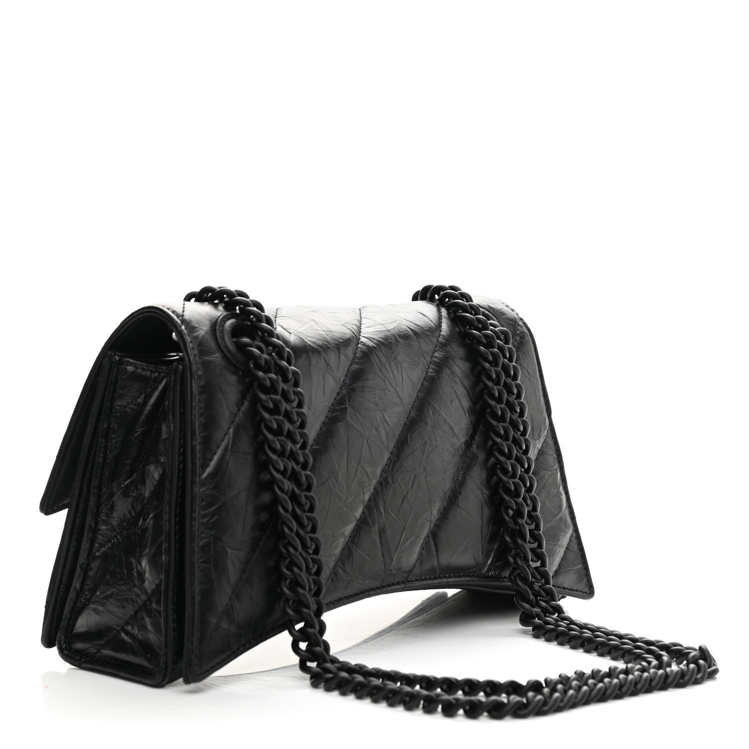 Balenciaga Crushed Calfskin Quilted Matte Black Hardware Small Crush Chain Bag Black 3 of 9