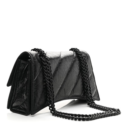 Balenciaga Crushed Calfskin Quilted Matte Black Hardware Small Crush Chain Bag Black 3 of 9