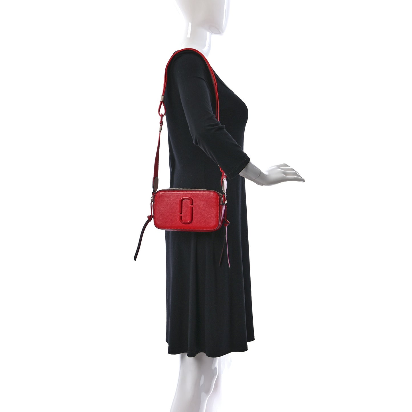 Saffiano Small Snapshot Camera Bag Red Beige