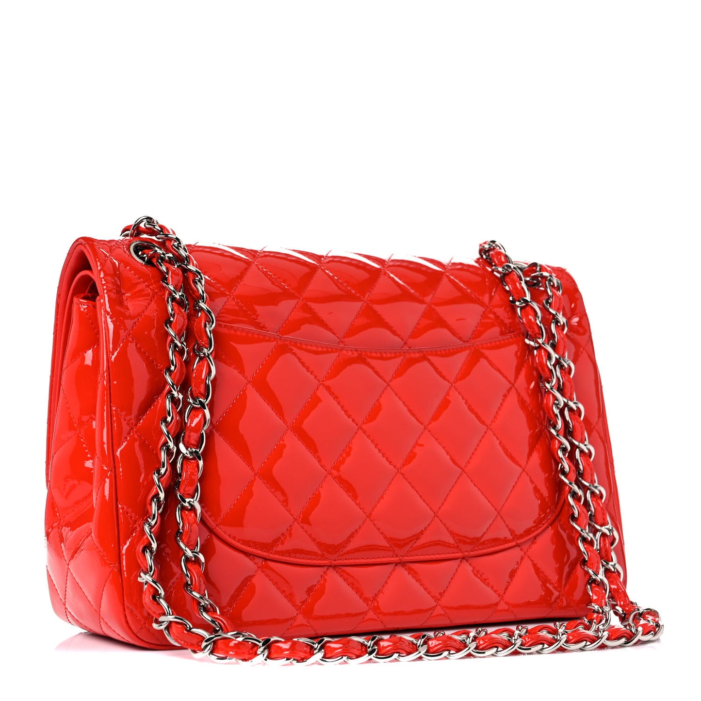 Patent Quilted Jumbo Double Flap Red
