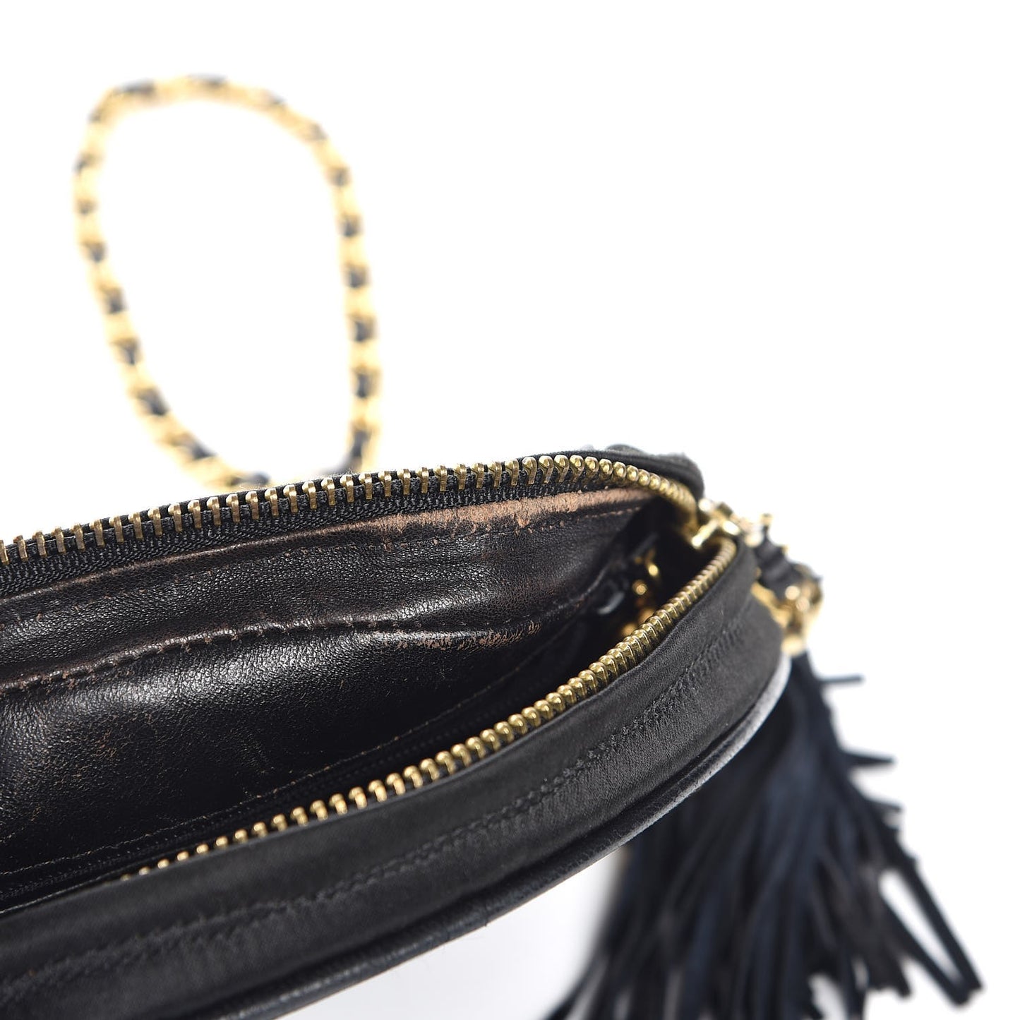 Satin CC Tassel Crossbody Bag Black