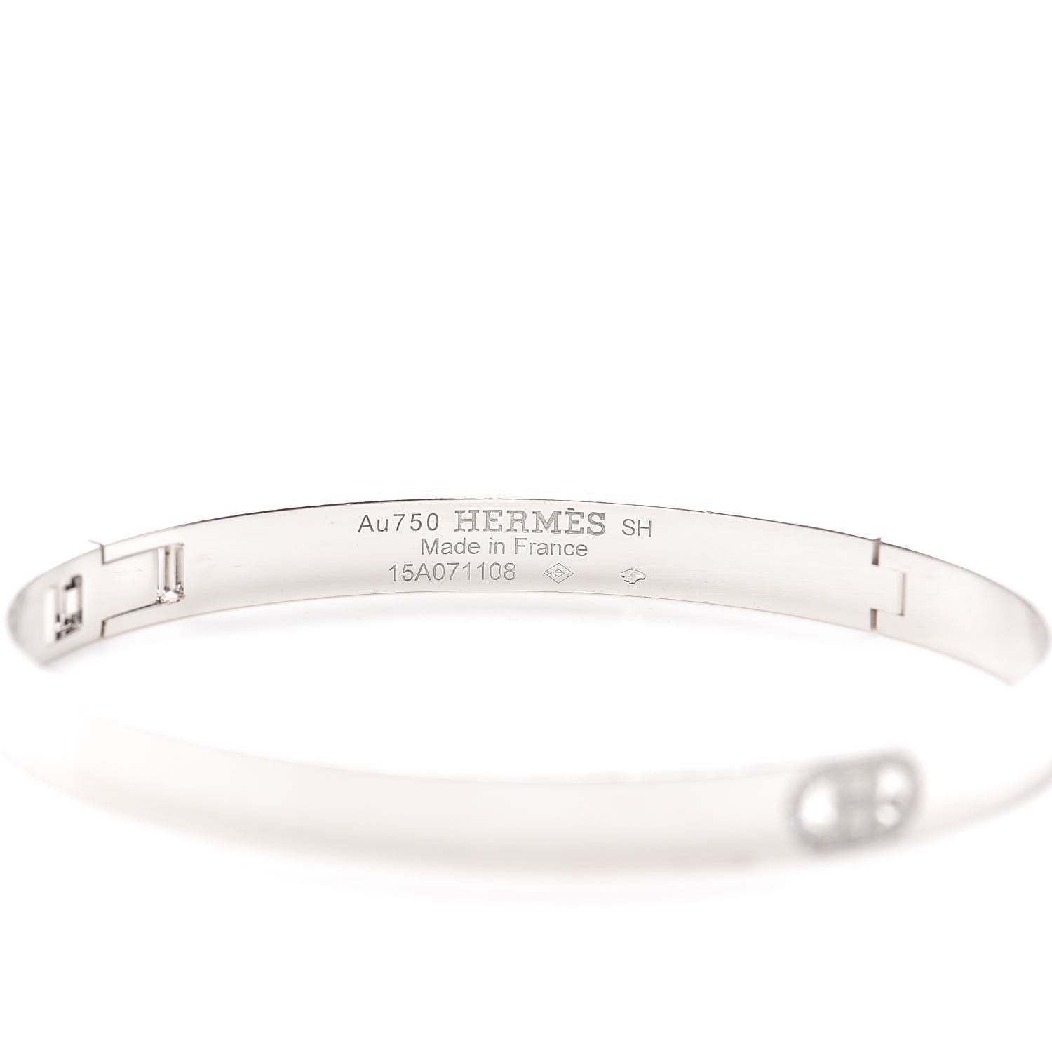 Hermes 18K White Gold Diamond PM H D'Ancre Bracelet SH 4 of 6