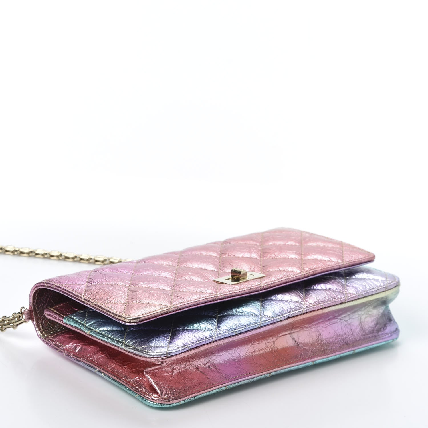 Chanel Metallic Goatskin Quilted 2.55 Reissue Wallet on Chain WOC Multicolor 3 of 11