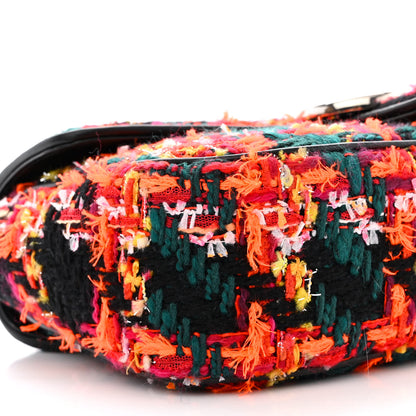 Gucci Tweed Check Poule Calfskin Small GG Marmont Shoulder Bag Pink Petroleum Multicolor Black 9 of 10