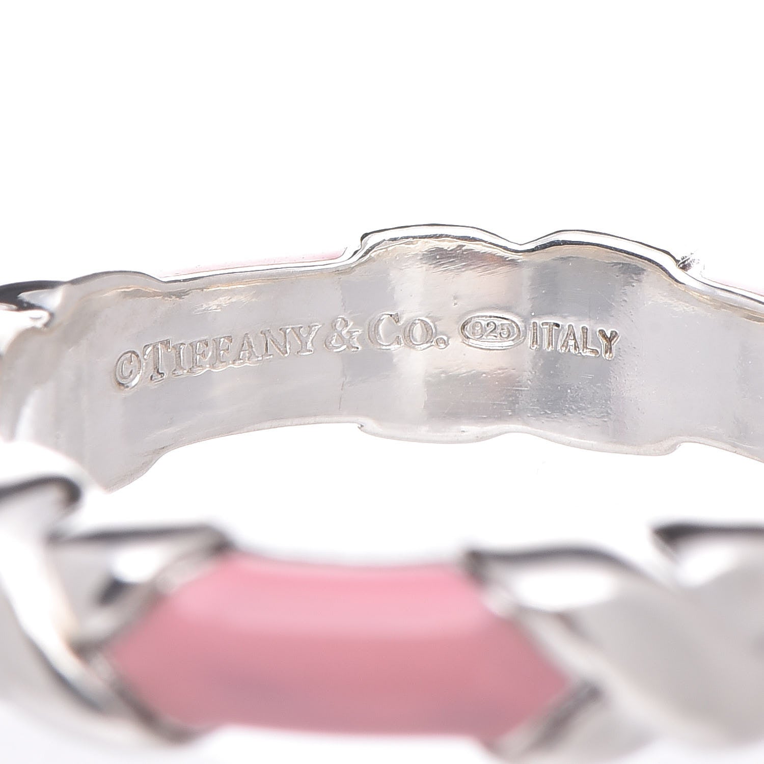 Tiffany Sterling Silver Enamel Signature X Ring 52 6 Pink 4 of 4